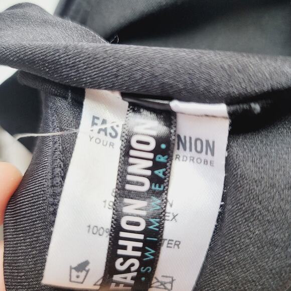 Fashion Union Swimwear Halter Triangle Bikini Top Black XS NEW - Picture 3 of 5